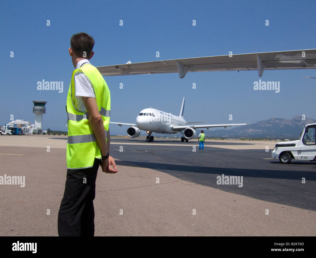 AIR France Flugzeug auf dem Rollfeld warten auf Start. Nizza Flughafen, UK Stockfoto