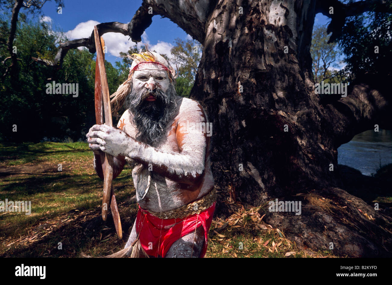 Aborigines älteste in zeremoniellen Make-up, Australien Stockfoto