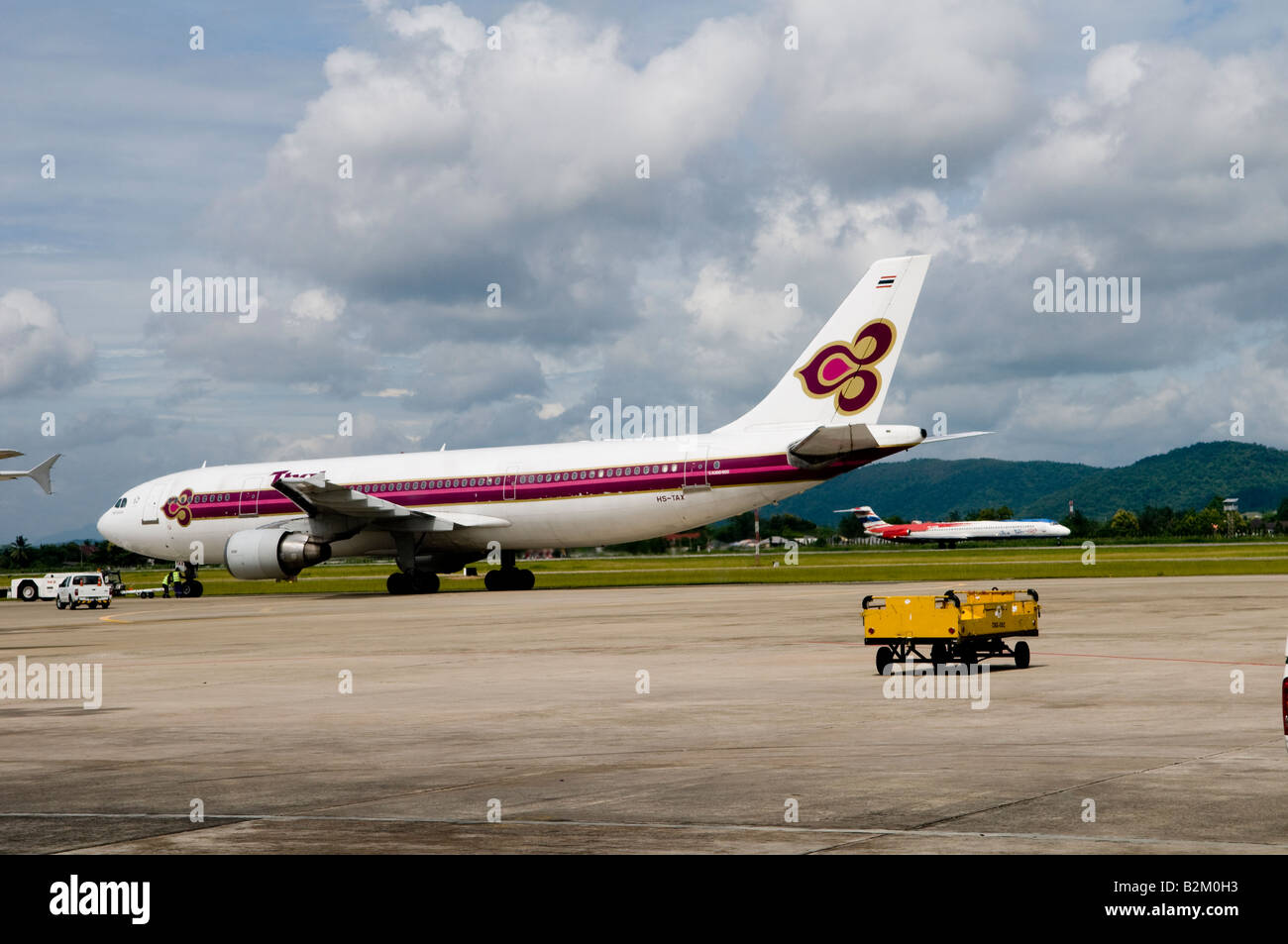 Thai Airways über nach dem Start in Bangkok, Thailand Stockfoto