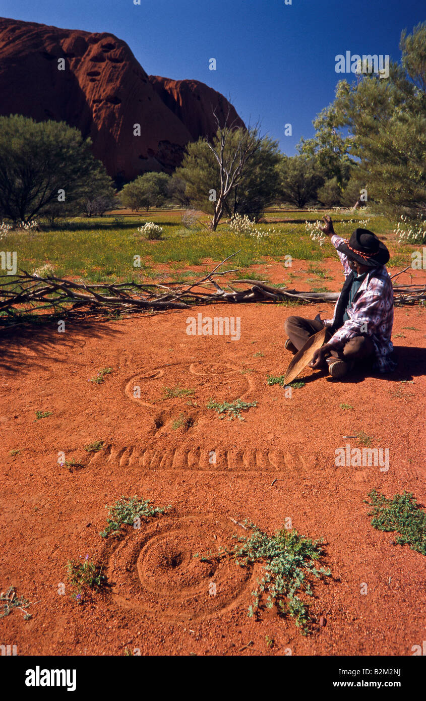 Aborigines Geschichtenerzählen, Outback Australien Stockfoto