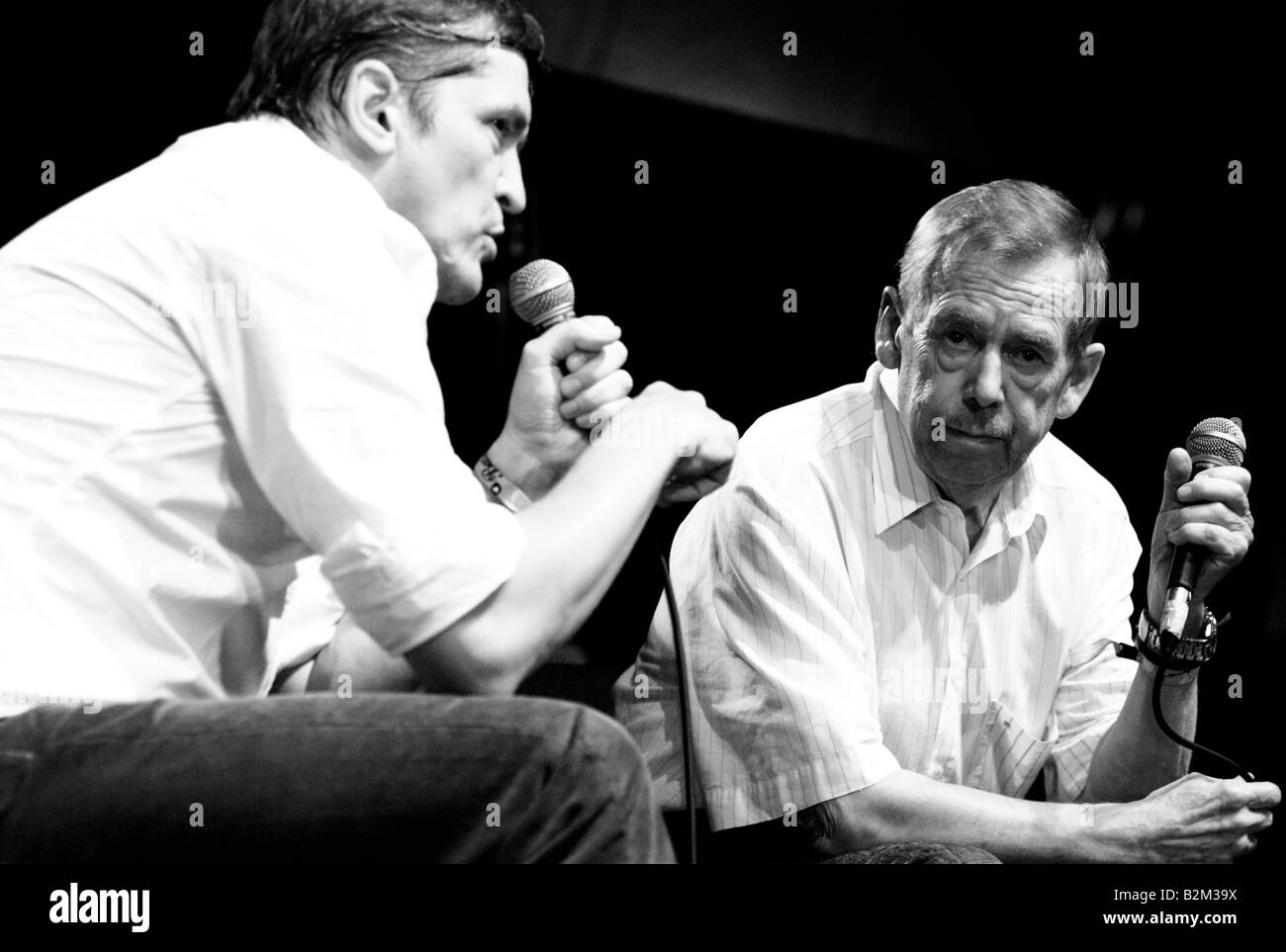 Vaclav Havel und Stefan Hrib auf Pohoda Festival 2008 Stockfoto