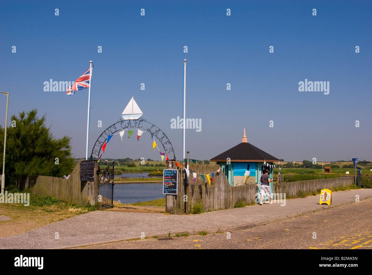 Der See mit Booten in Southwold, Suffolk, Uk Stockfoto
