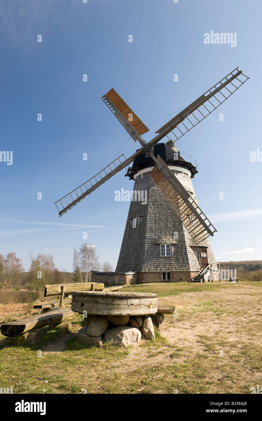 Holländische Windmühle, Benz, Insel Usedom, Mecklenburg-Western Pomerania, Deutschland, Europa Stockfoto