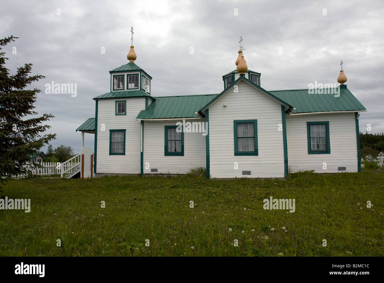 Russisch-orthodoxe Kirche in Ninilchik am Cook Inlet, in der Nähe von Homer, Alaska, Vereinigte Staaten von Amerika Stockfoto