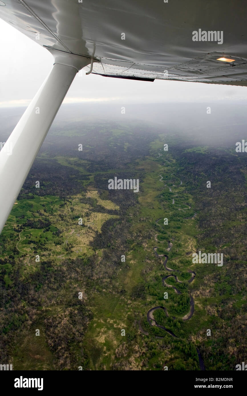 Flug sehen in einem kleinen Flugzeug-Flugzeug über der Küste von Cook Inlet in der Nähe von Homer, Alaska, Vereinigte Staaten von Amerika Stockfoto