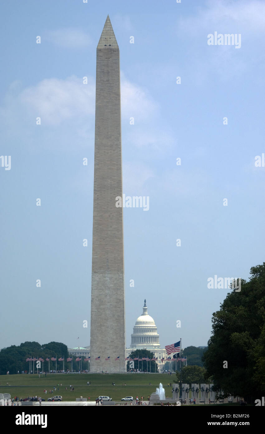 Blick auf die National Mall vom Lincoln Memorial, das Capitol Building Stockfoto