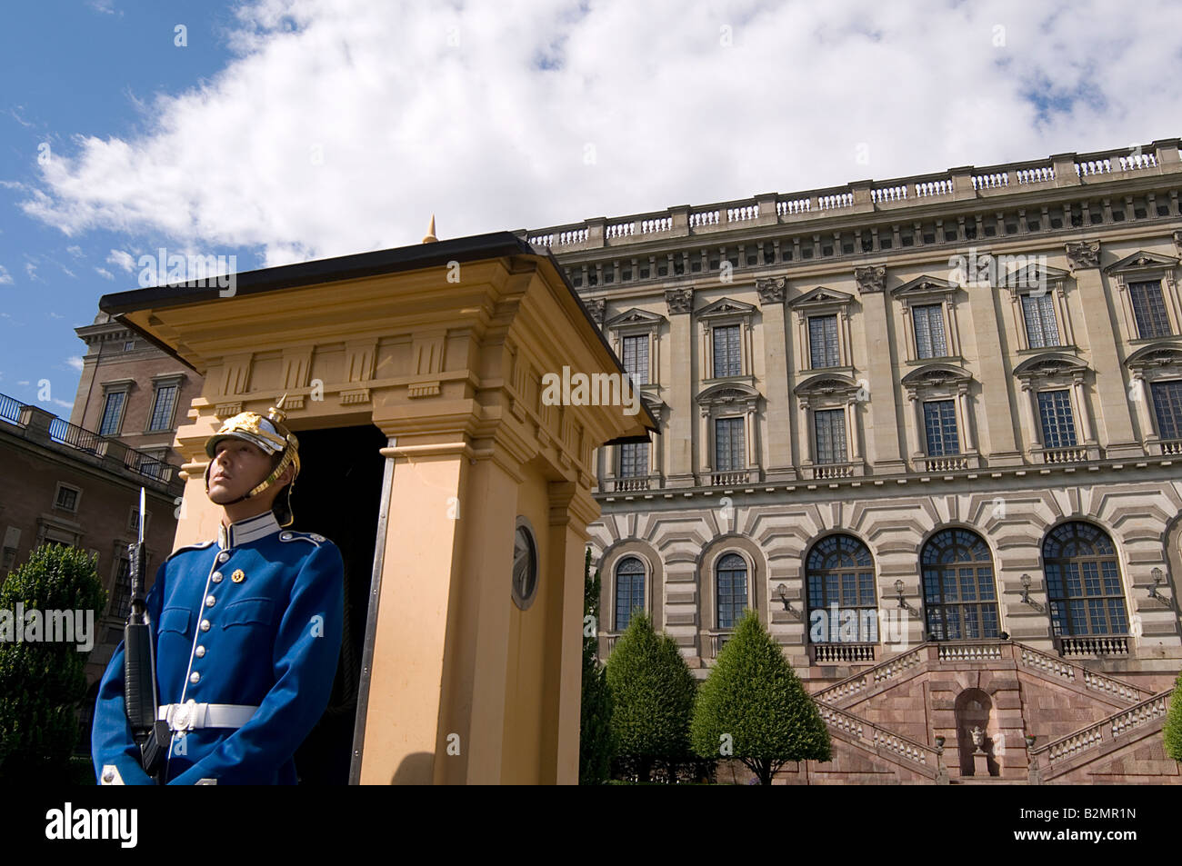Stockholm Palast Stockholms Slott schwedische königliche Familie Schweden Monarchen Monarchie offizielle Residenz König Königin Königliche Wache ceremon Stockfoto