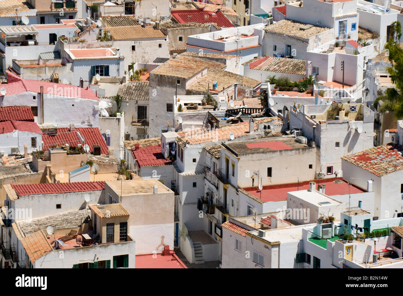 Dächer der Altstadt Ibiza Stockfoto