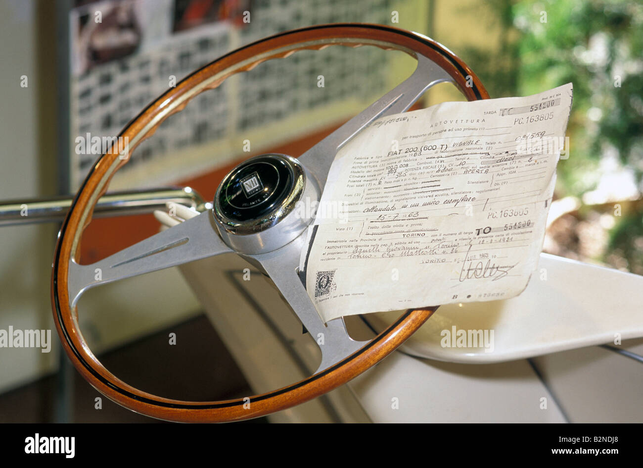 Refistration Blatt von Fiat 600 Gianni Agnelli, Grazzano Visconti, Italien Stockfoto