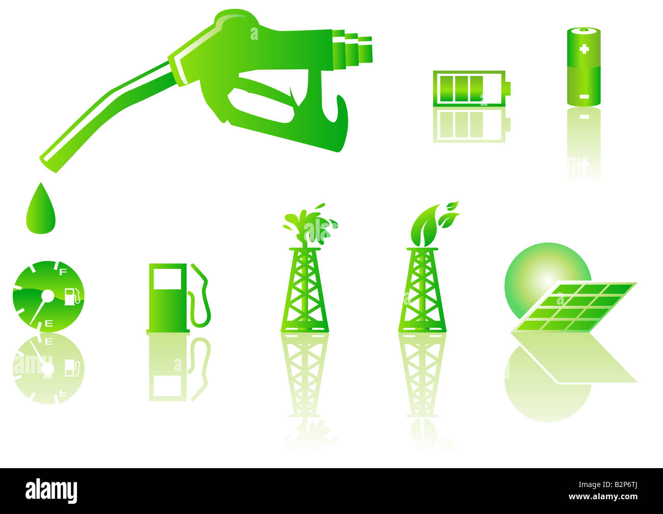 Abstraktes Vektor-Illustration der grünen Energie-Symbole Stockfoto