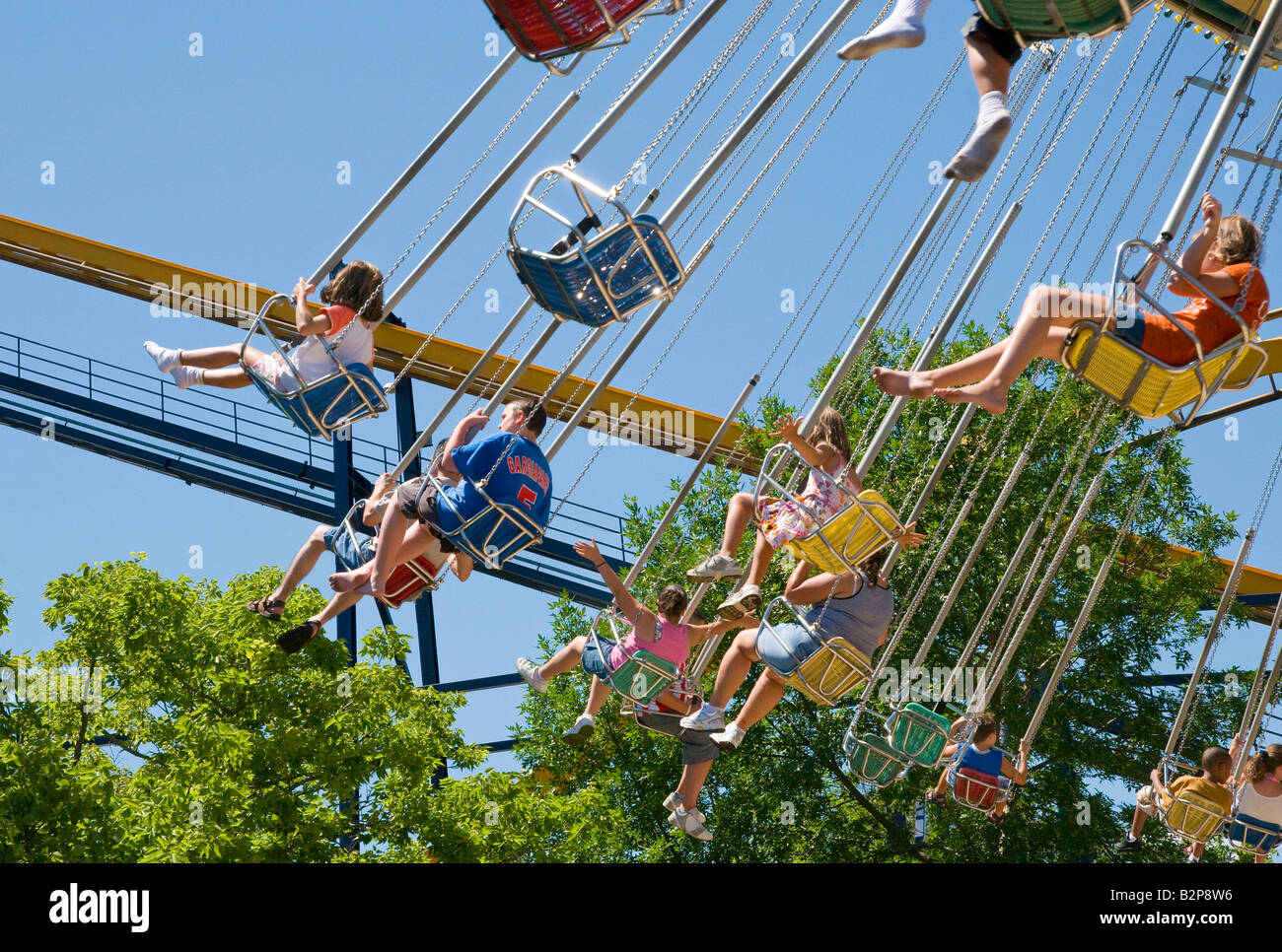 Whirligig Ride im Six Flags Great America Stockfoto