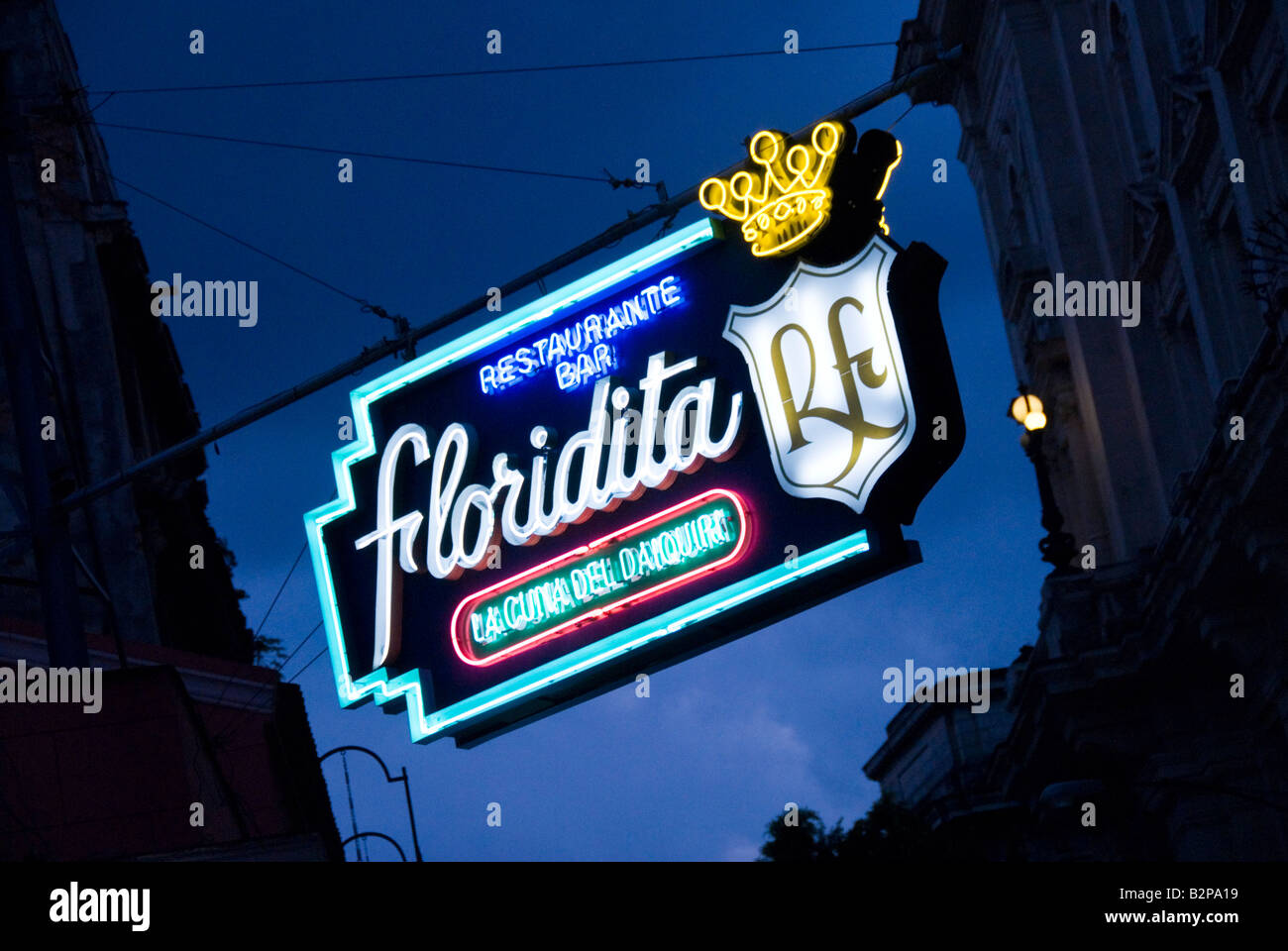 Leuchtreklame für El Floridita bar La Habana Vieja-Kuba Stockfoto