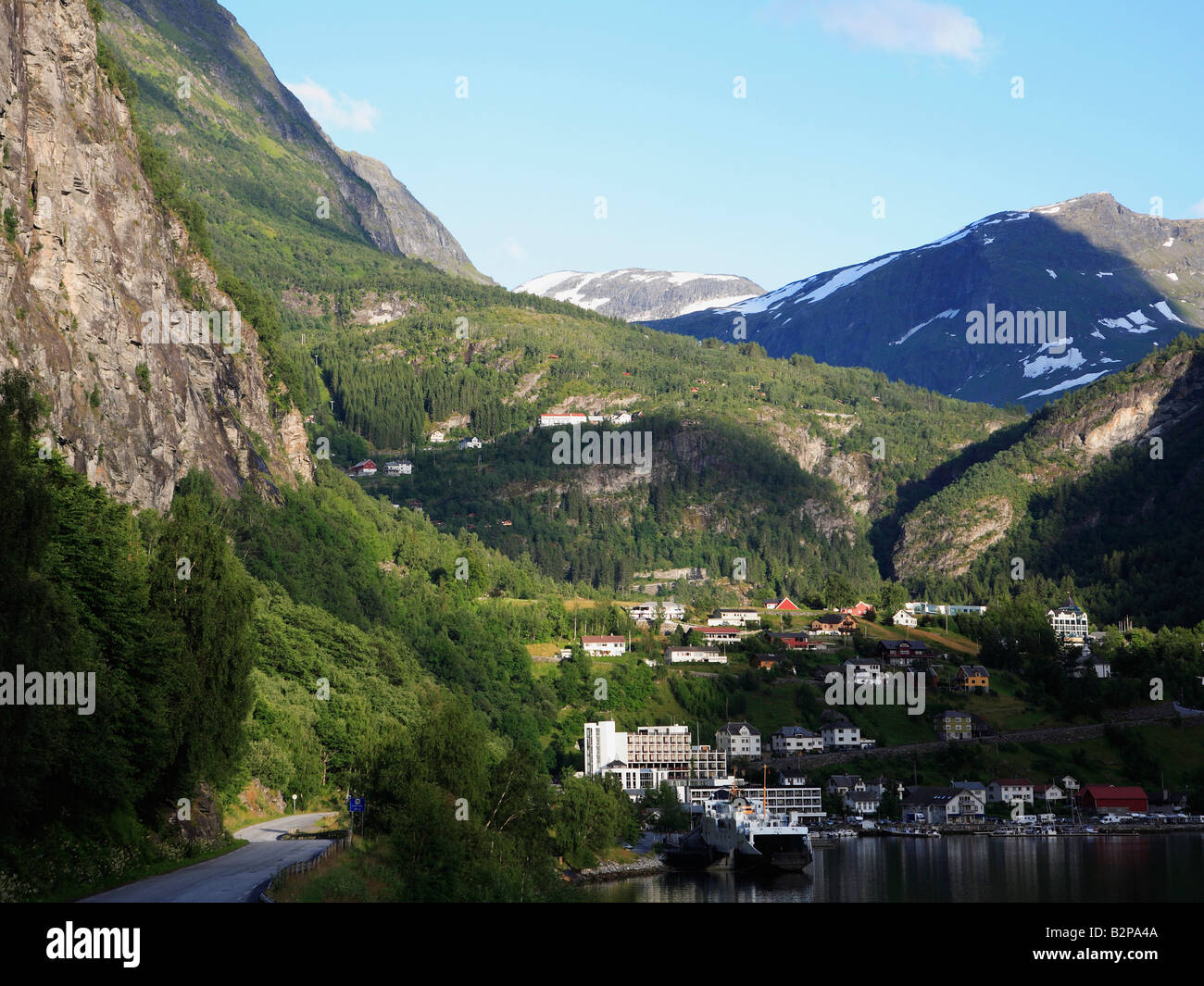 Norwegen-Geirangerfjord-Geiranger-Dorf Stockfoto