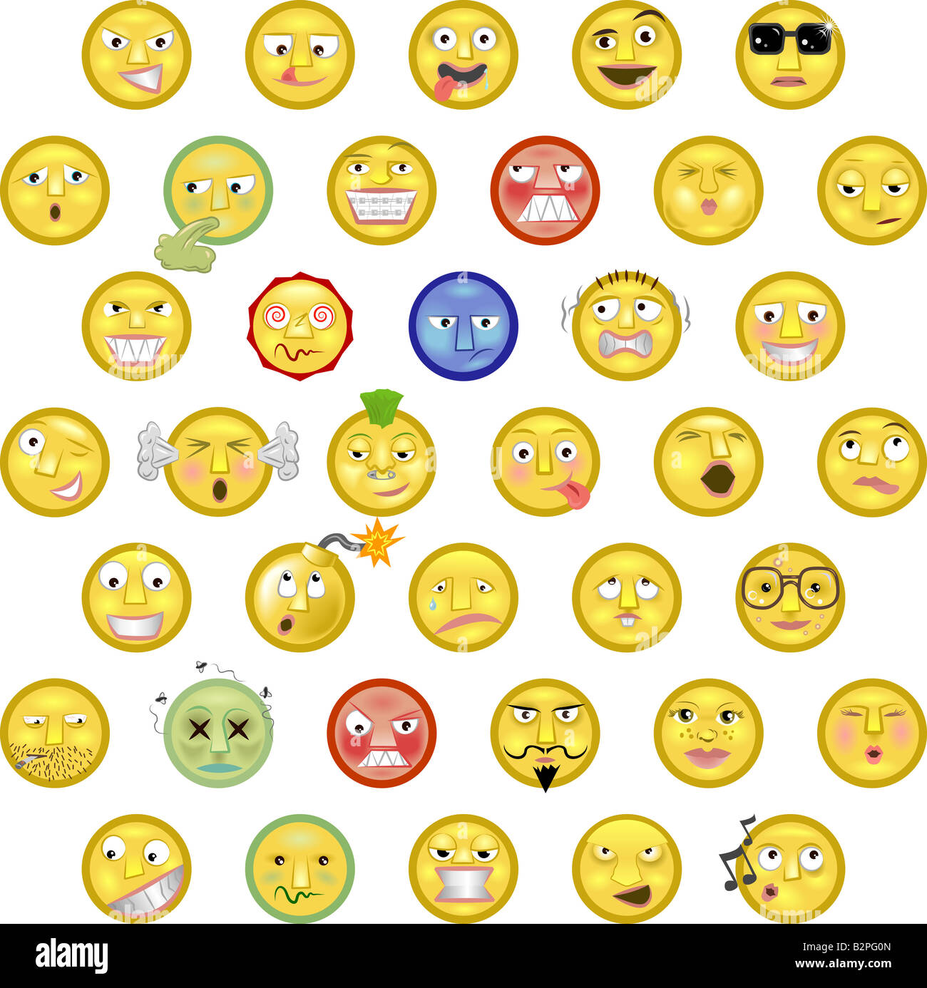 Ein Beispiel für eine Reihe von Emoticons smileys Stockfoto