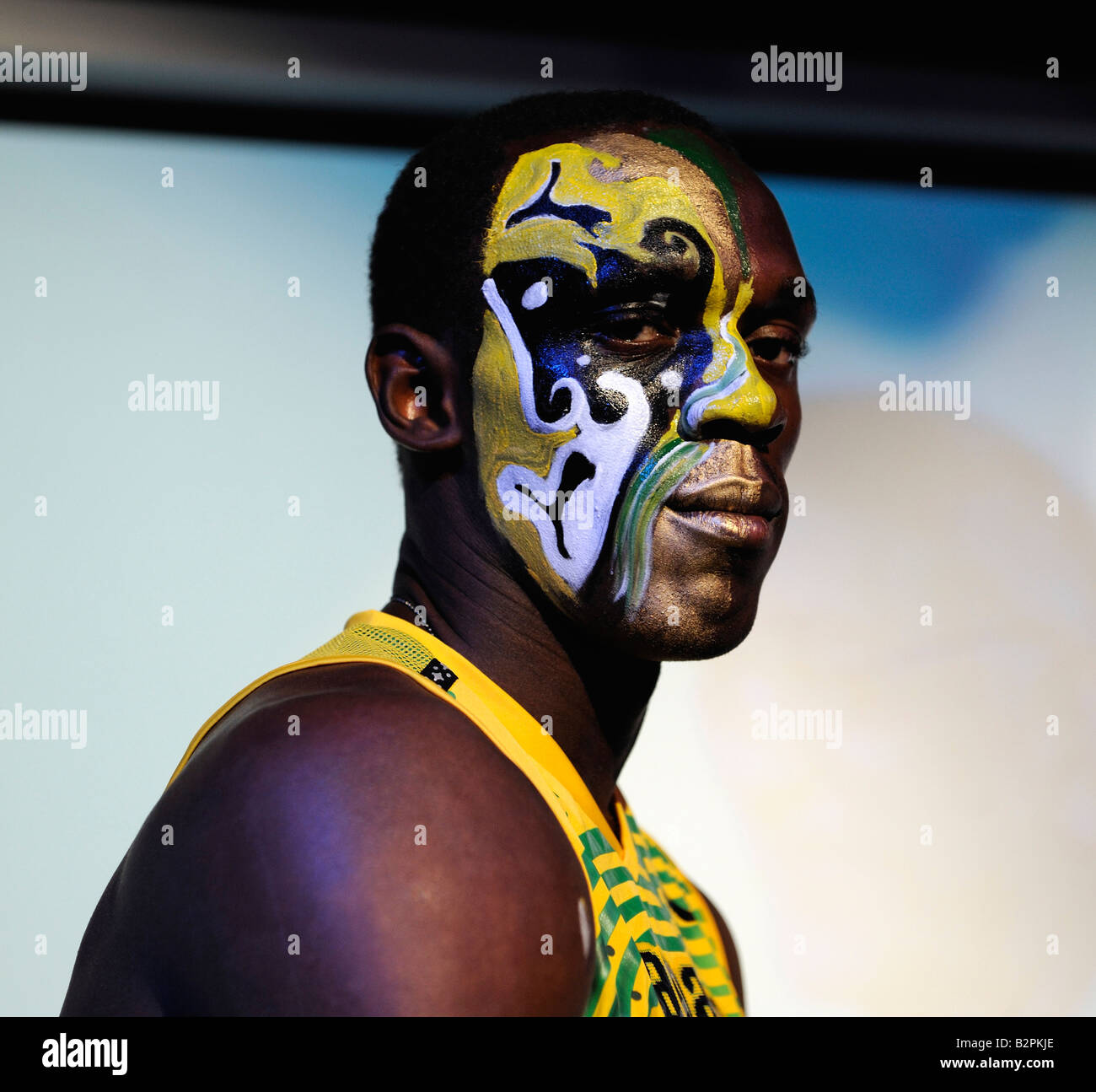 Jamaikas 100m-Weltrekordler Usain Bolt in Peking, China. 5. August 2008 Stockfoto