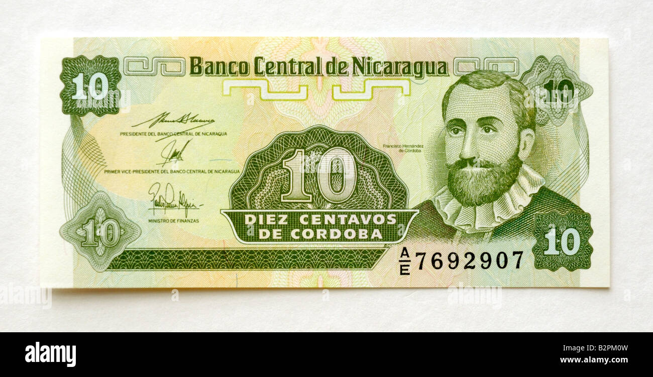 Nicaragua-10 Centavo-Banknote Stockfoto