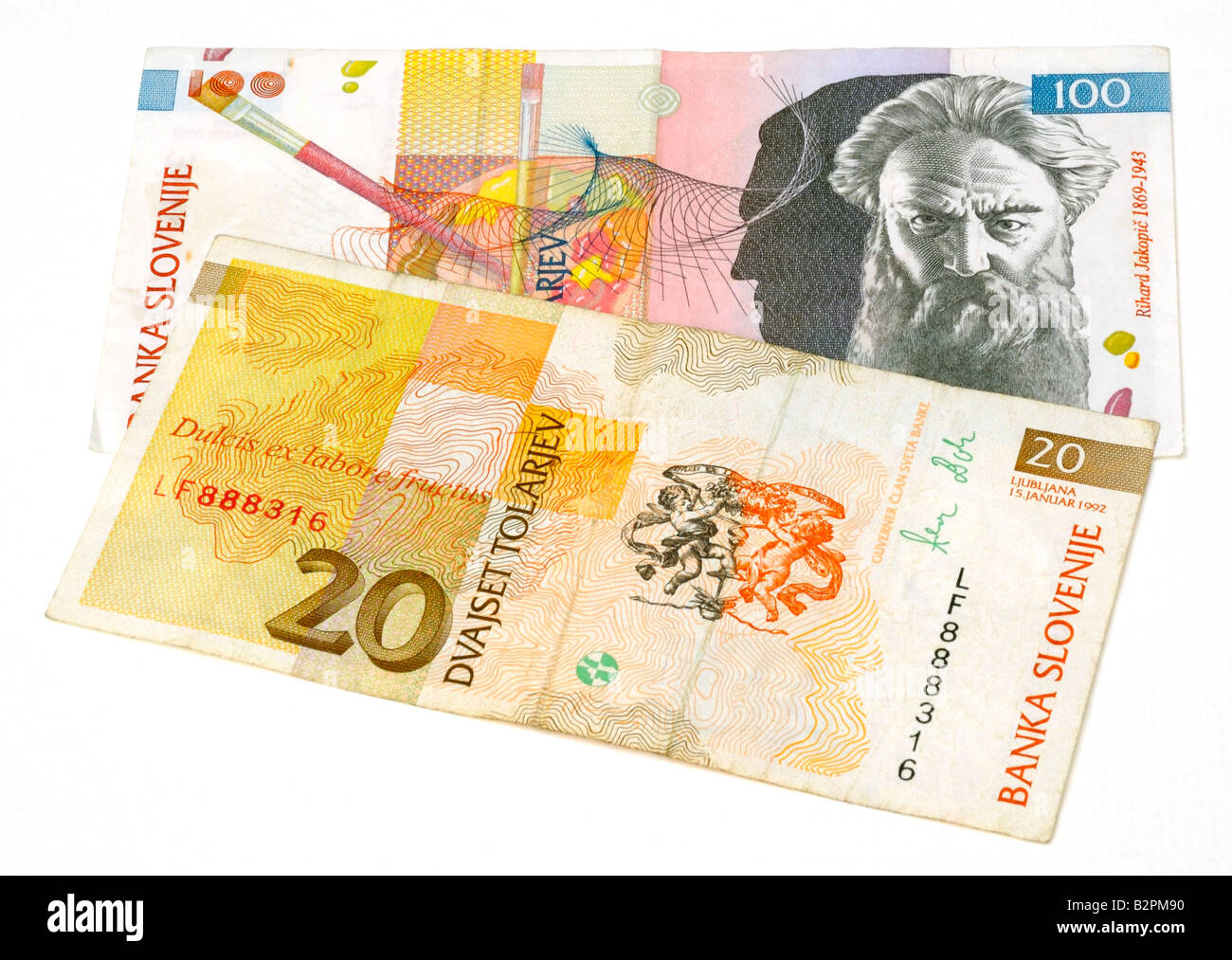 Slowenische Banknoten Stockfoto
