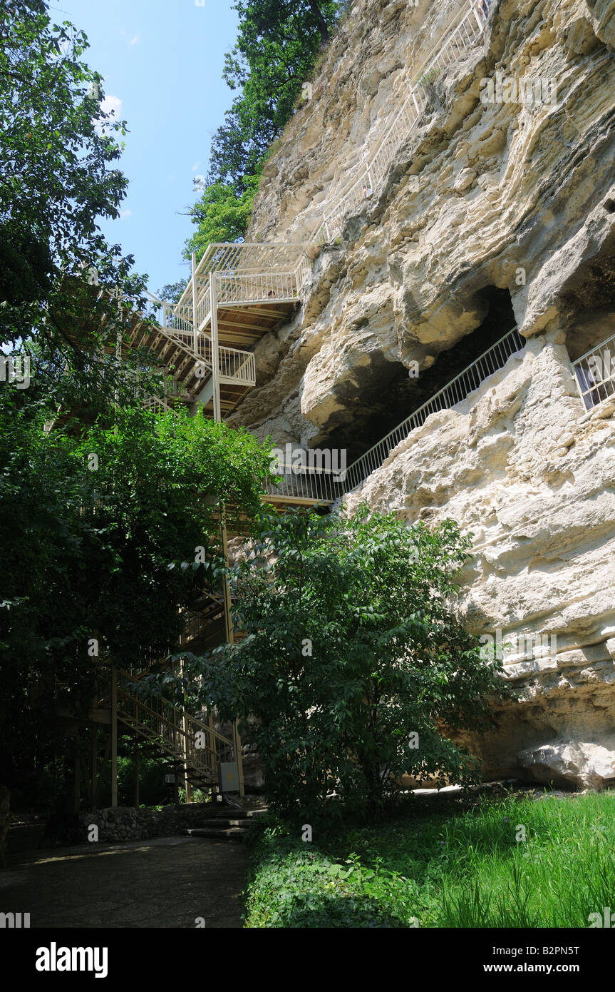 Aladzha (Aladja) Mittelalter-Rock Höhle Klosteranlage in der Nähe von Golden Sands im Nordosten von Bulgarien. Stockfoto