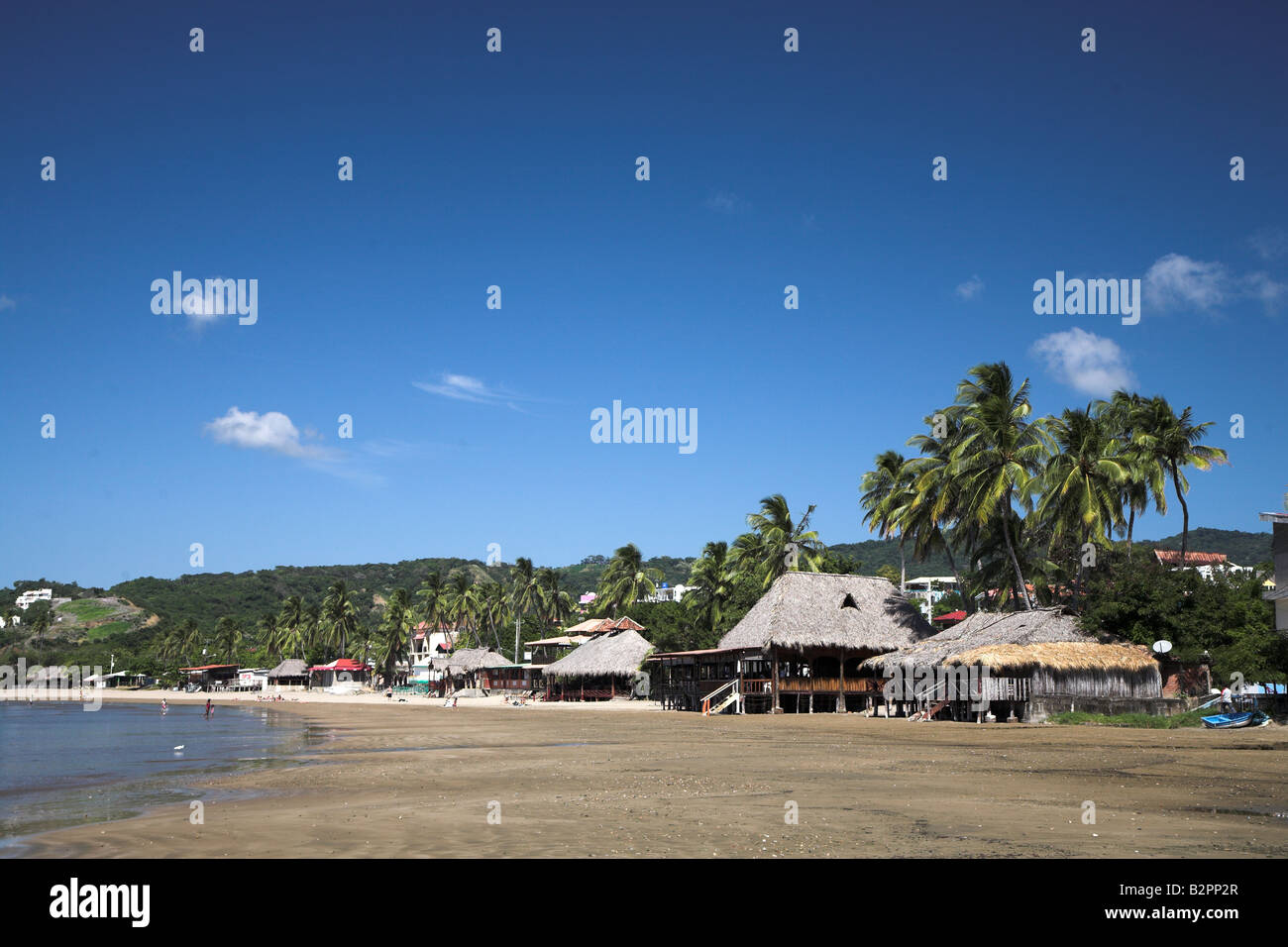 Restaurants am Strand von San Juan del Sur, Nicaragua (Stadt) Stockfoto