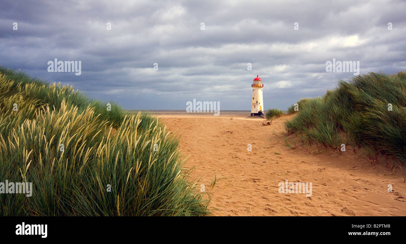 Punkt der Ayr Leuchtturm, North Wales, UK Stockfoto