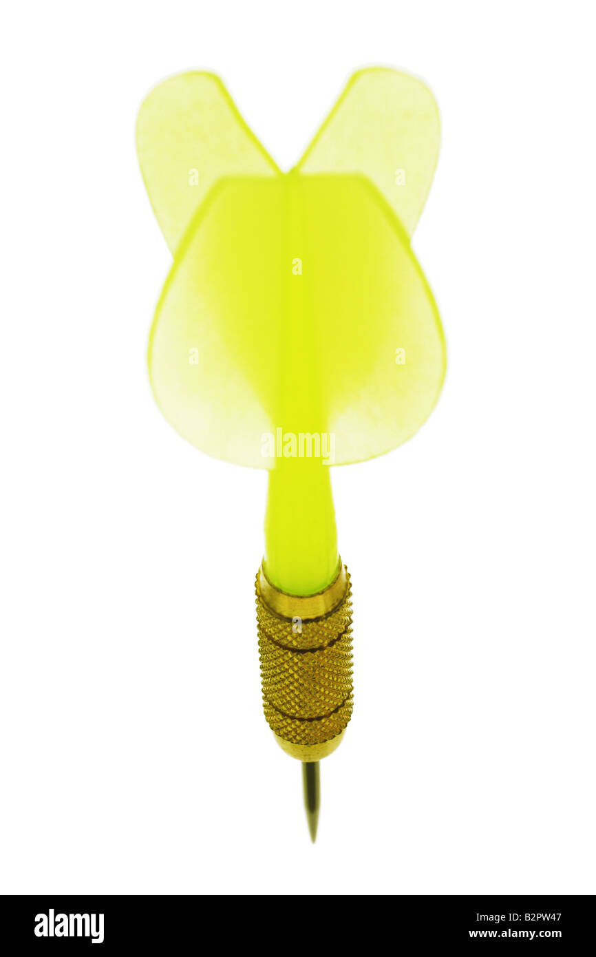 Nahaufnahme von Kunststoff Dart auf weißem Hintergrund Stockfoto