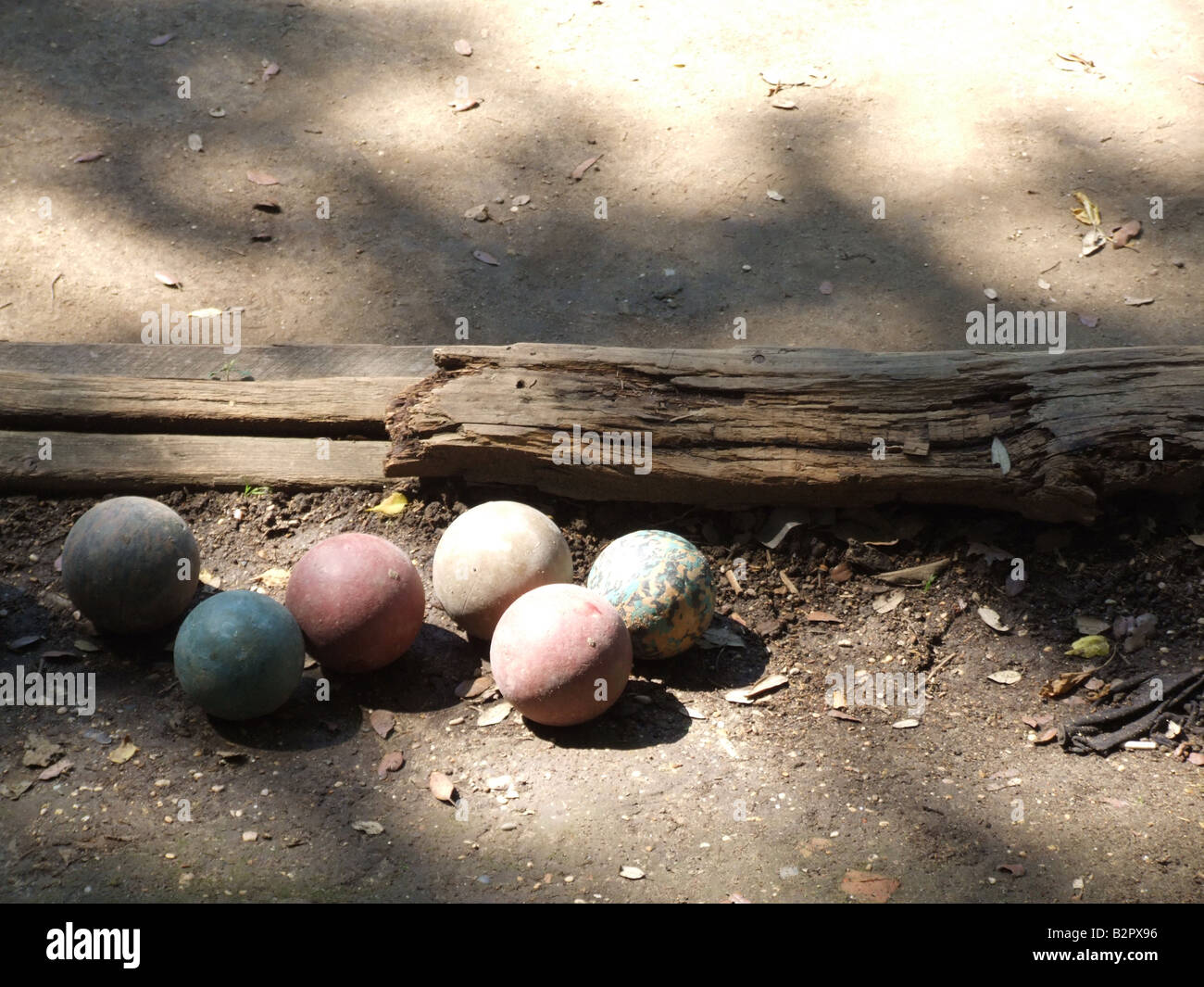 italienische Boccia Spiel Spielplatz in Rom Italien Stockfoto