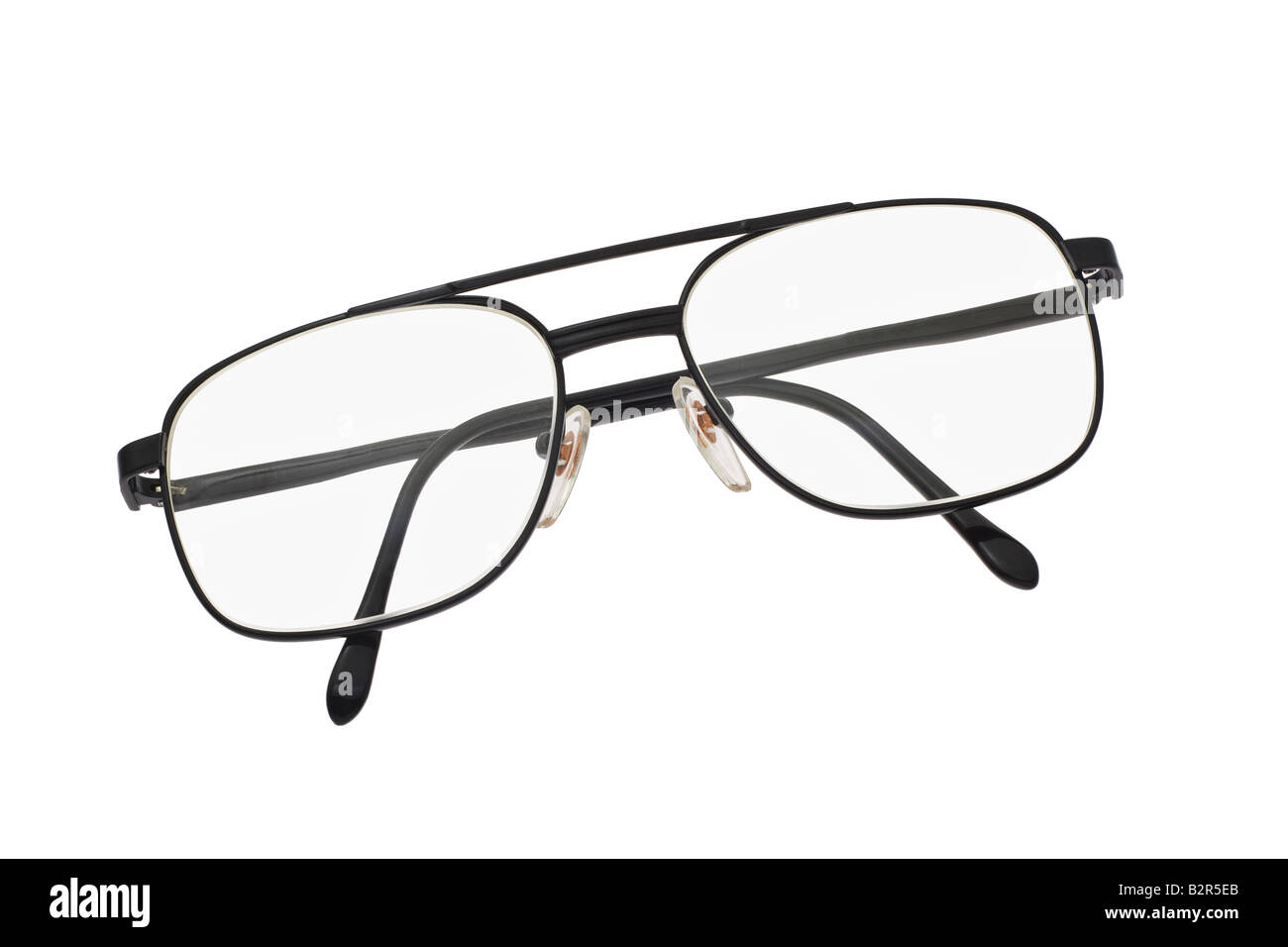 Alte Mode Metallrahmen Brille auf weißem Hintergrund Stockfoto