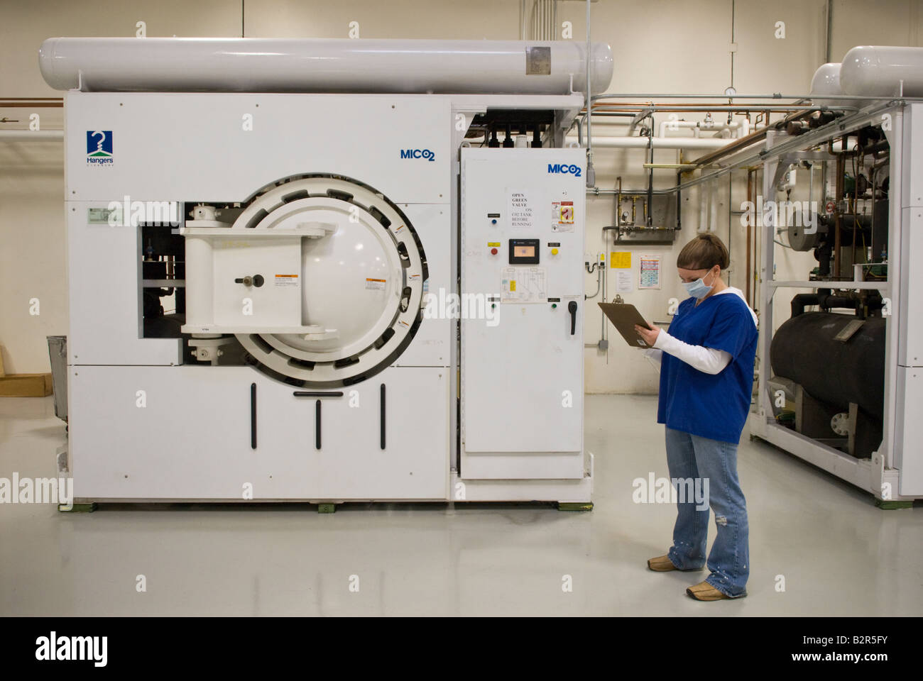 Gewerbliche Wäscherei in Kent, Washington von Northwest Center betrieben macht waschen für Kunden wie US-Militär. Stockfoto