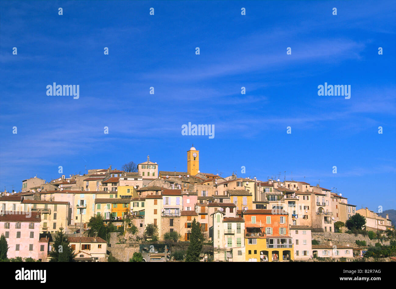 hochgelegene Dorf Gattieres in der Nähe von Nizza Vallée du Var ALpes-Maritimes 06 Cote d ' Azur französische Riviera PACA Frankreich Europa Stockfoto