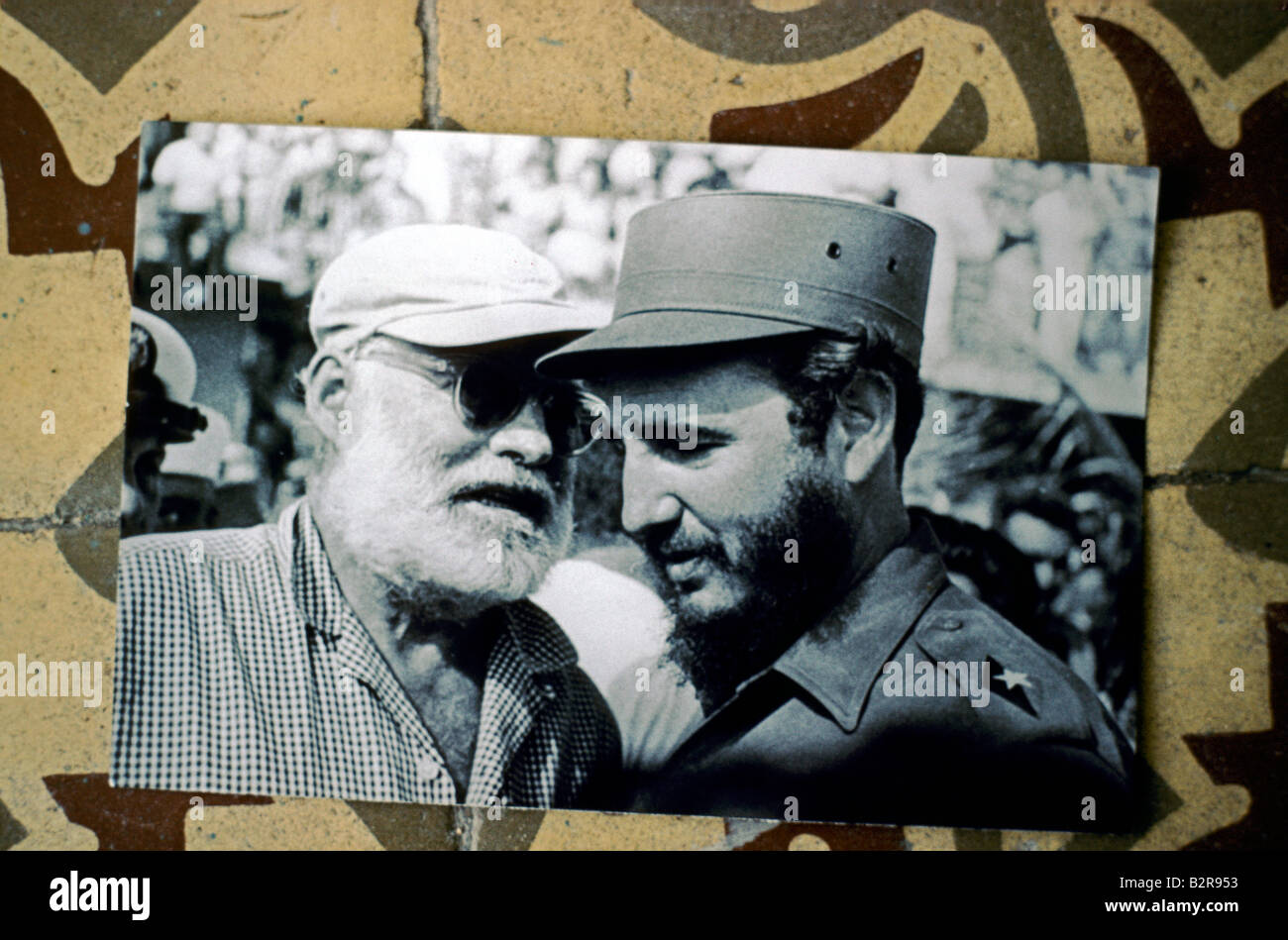 Foto von Fidel Castro und Ernest Hemingway unmittelbar nach der Revolution Stockfoto