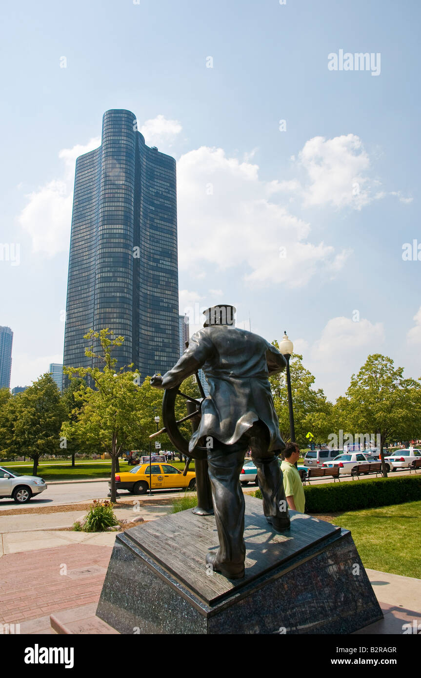 Chicago Maritime Statue am Eingang zum Navy Pier. Stockfoto