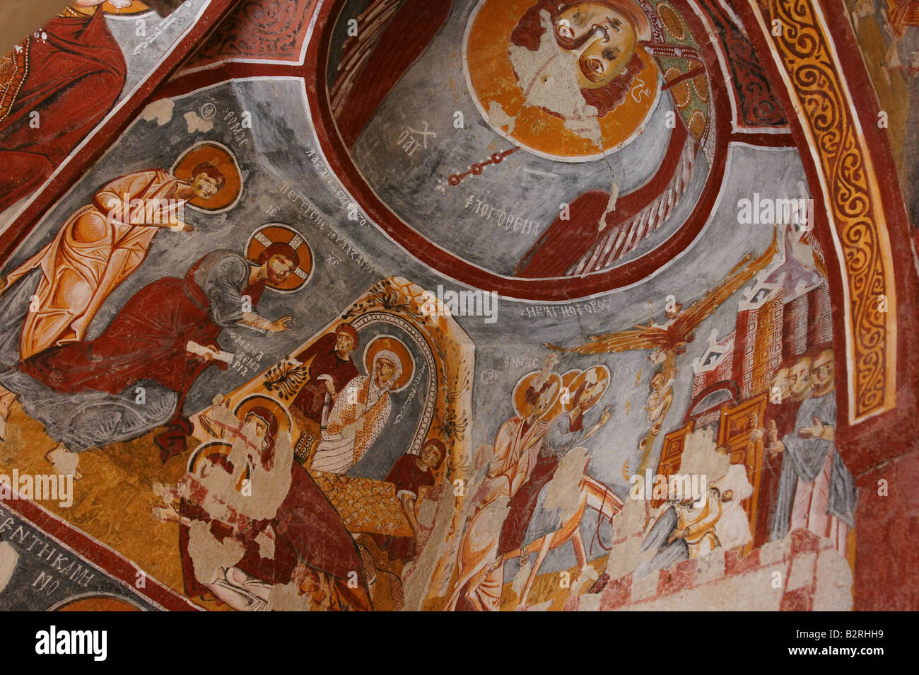 eine Sammlung von antiken christlichen Fresken finden Sie in den Kirchen von Göreme-Türkei. Stockfoto