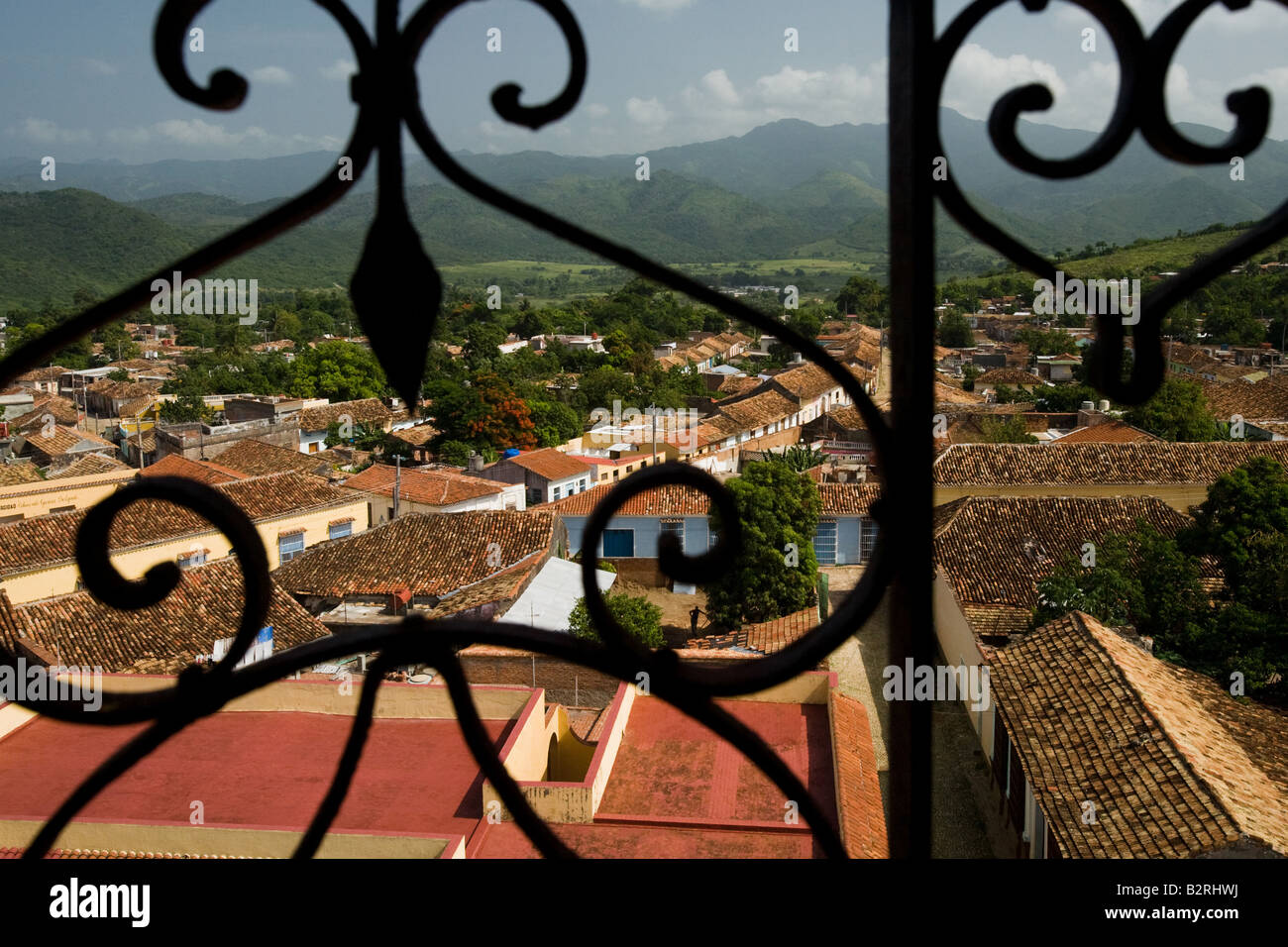 Blick vom Glockenturm des Klosters San Francisco de Asis in Trinidad, Kuba Stockfoto