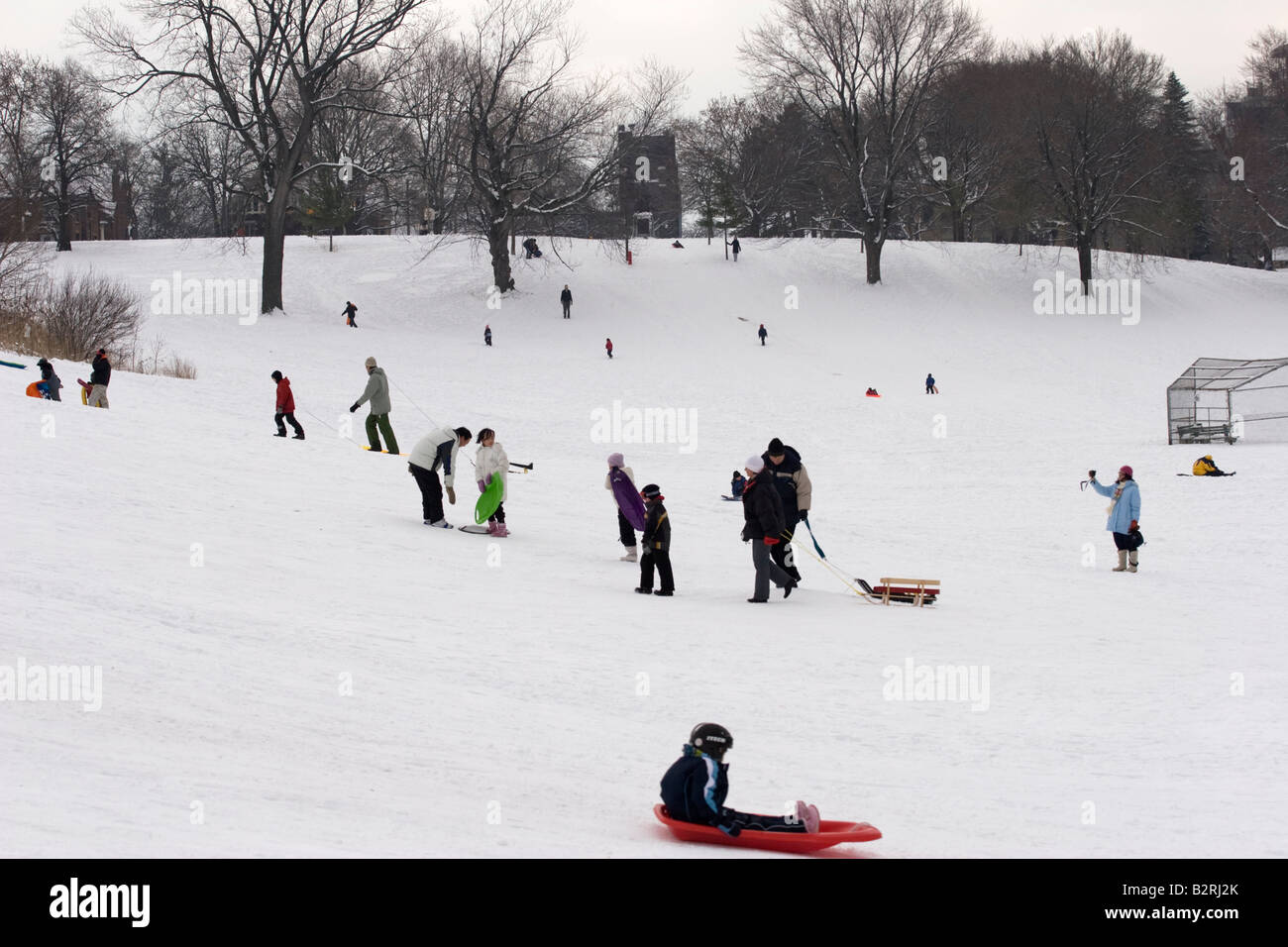 Riverdale Park East Toronto Kanada Winter-Szene Stockfoto