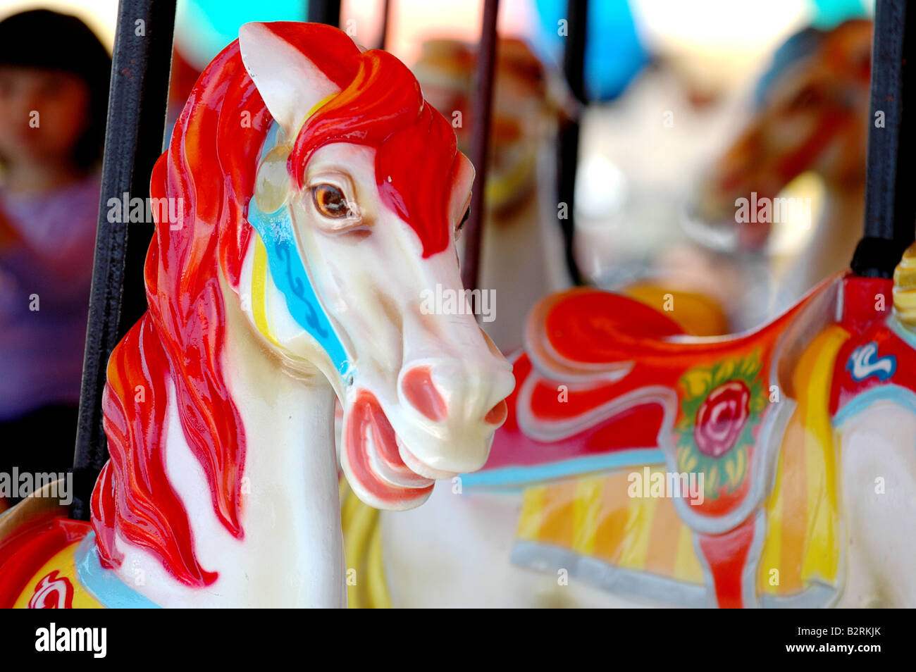 Nahaufnahme von Karussell-Pferd auf Coney Island Astroland park Stockfoto