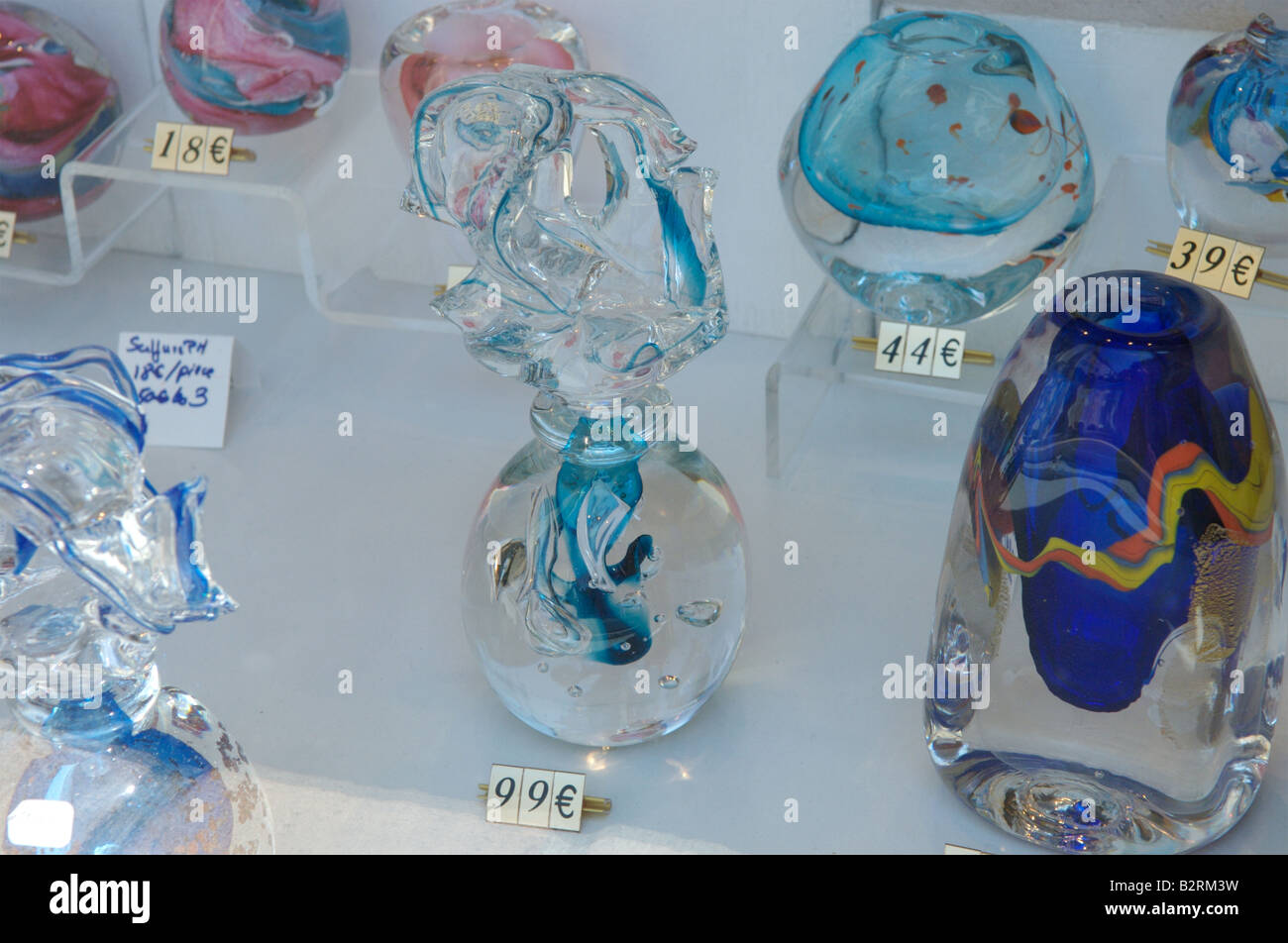 Glaswaren für den Verkauf in Biot, Südfrankreich Stockfoto