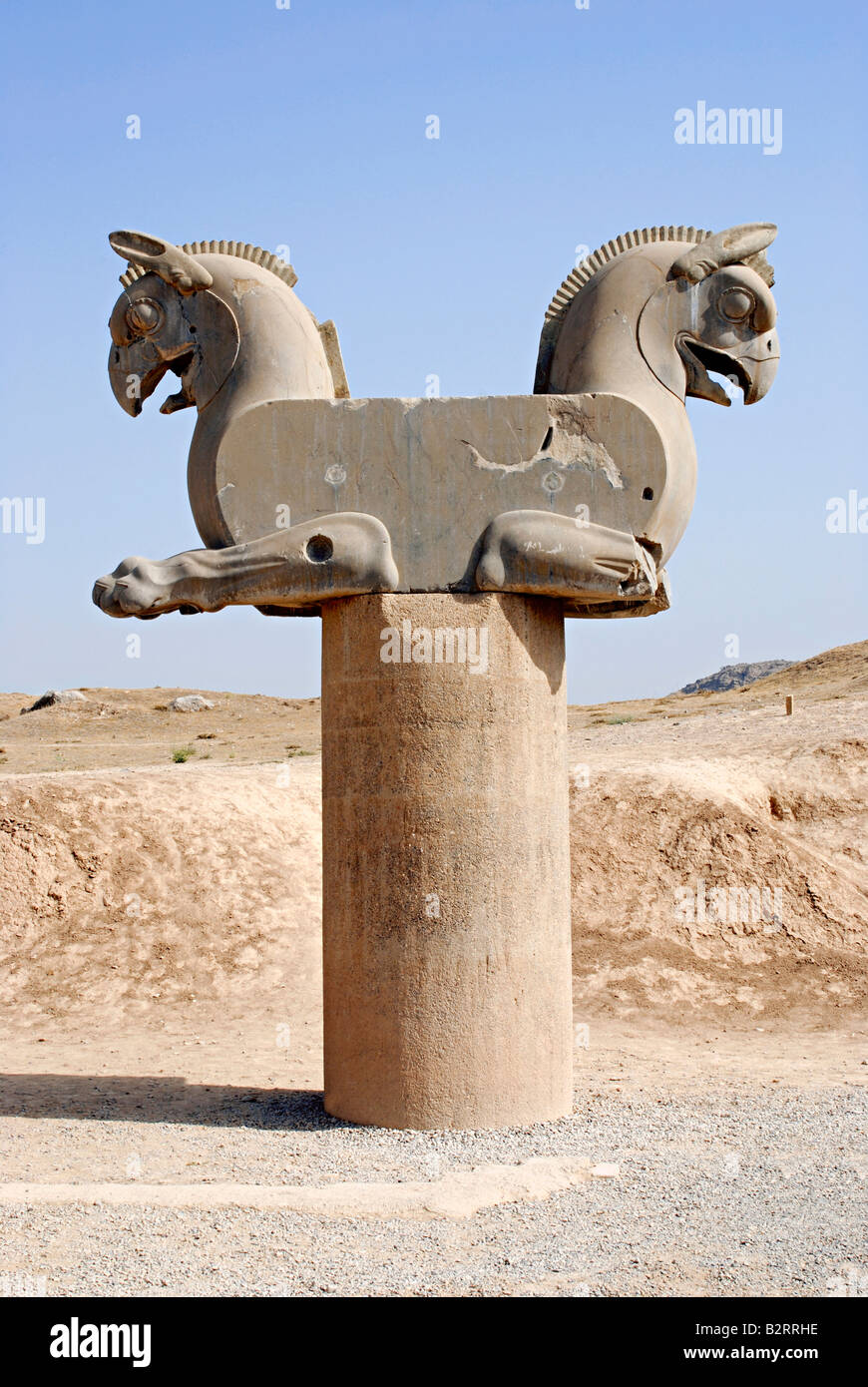 Iran. Persipolis - Vogel geleitet Säule Stockfoto