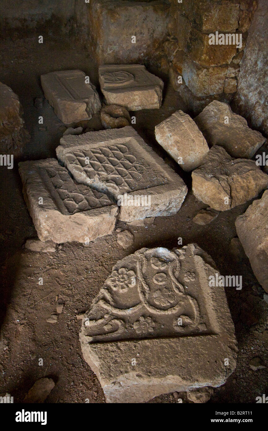 Details zu den Ruinen von Serjilla eines der Toten Städte in Syrien Stockfoto