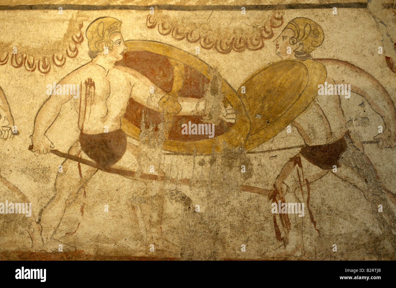Grab Gemälde, Archäologisches Museum, Paestum, Salerno, Kampanien, Italien Stockfoto