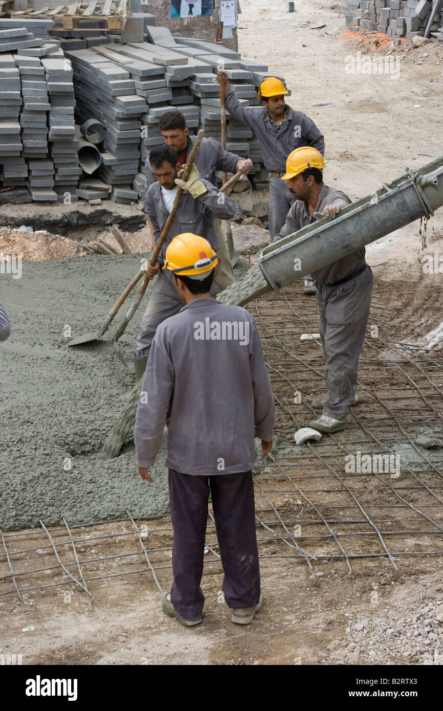 Bauarbeiten an der Meerenge Straße in der Altstadt von Damascas Syrien Stockfoto