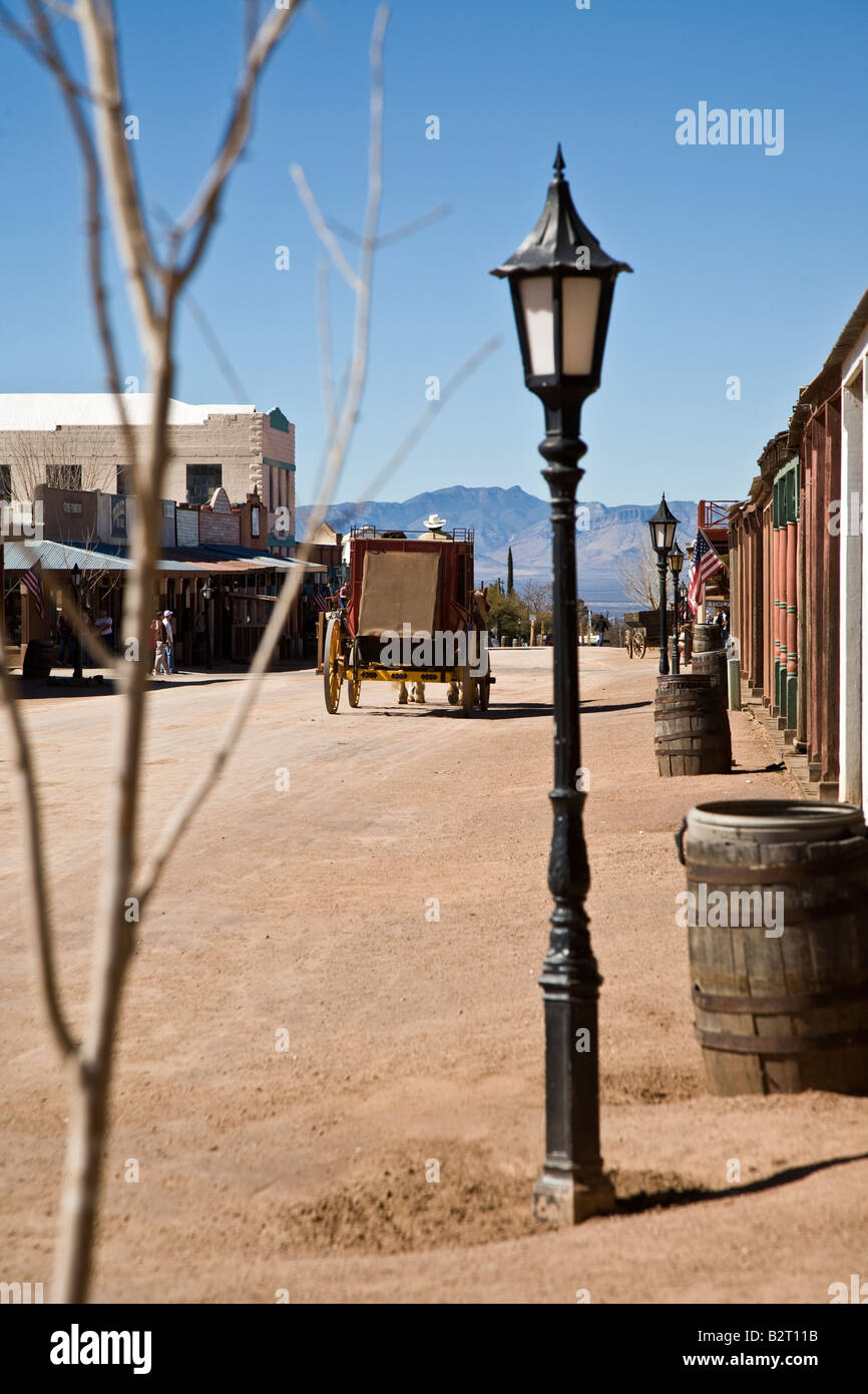 Postkutsche auf Allen Street, Tombstone, Arizona, USA Stockfoto