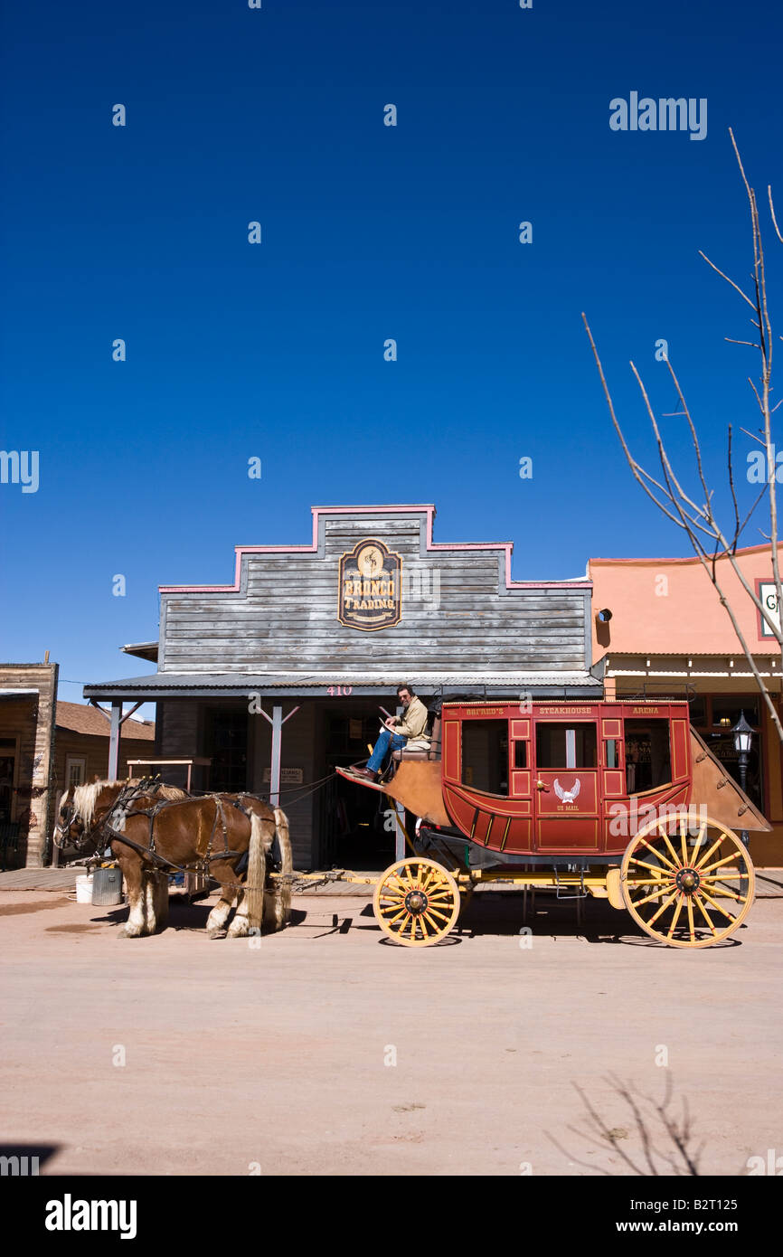 Stagecoach in Allen Street, Tombstone, Arizona, USA Stockfoto