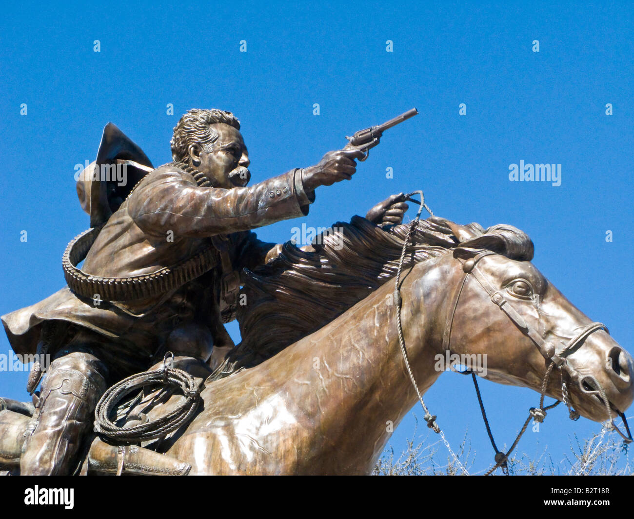 Statue von mexikanischen General Francisco Pancho Villa auf Pferd in Palomas Mexiko Stockfoto