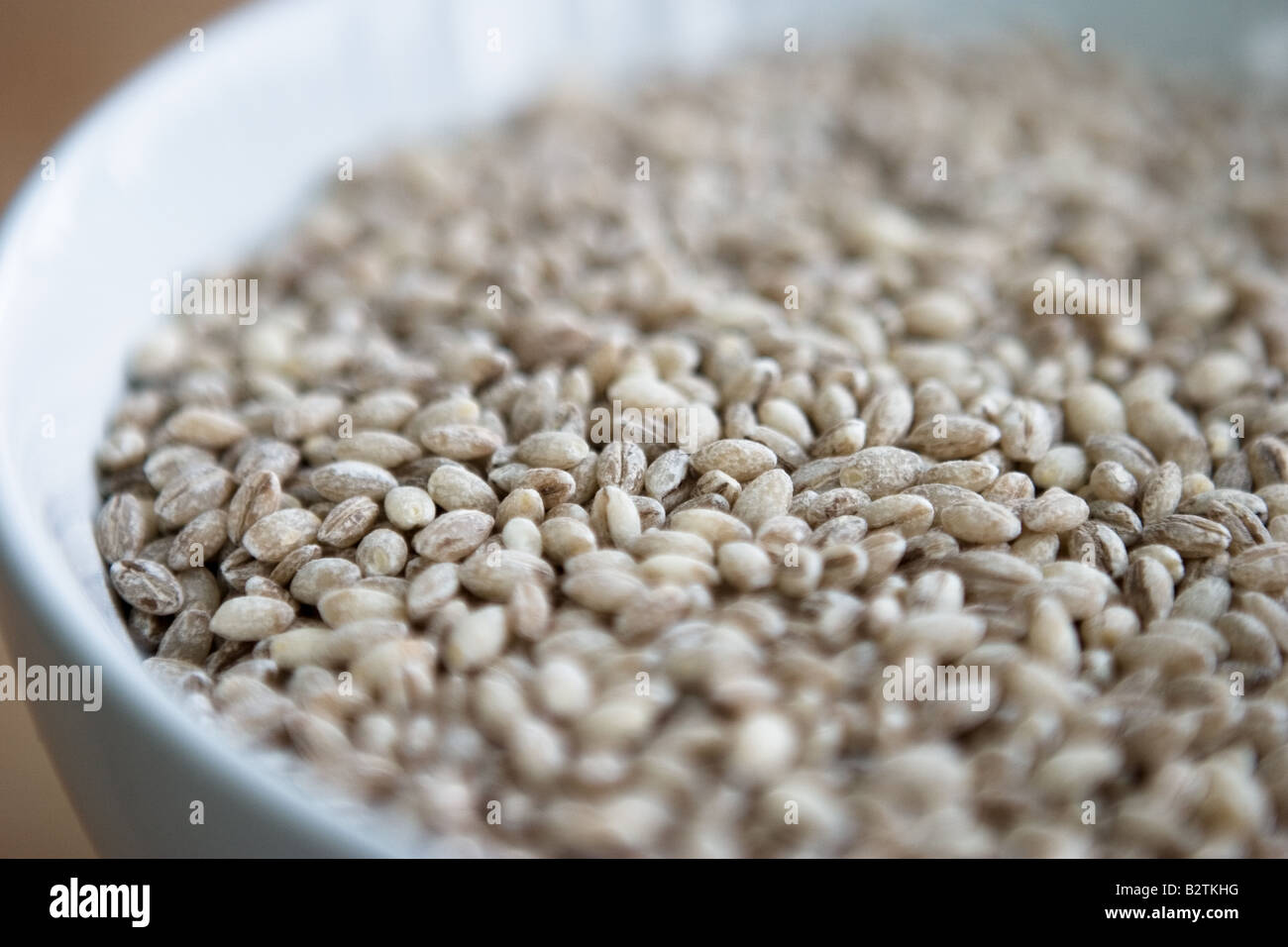 Graupen (Pot) in eine Schüssel geben Stockfoto