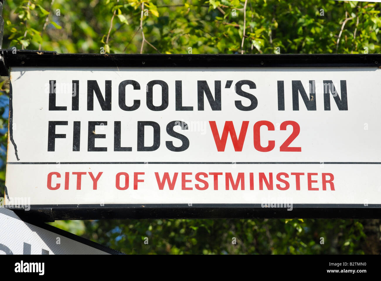 Lincoln es Inn Fields Straßenschild Stockfoto