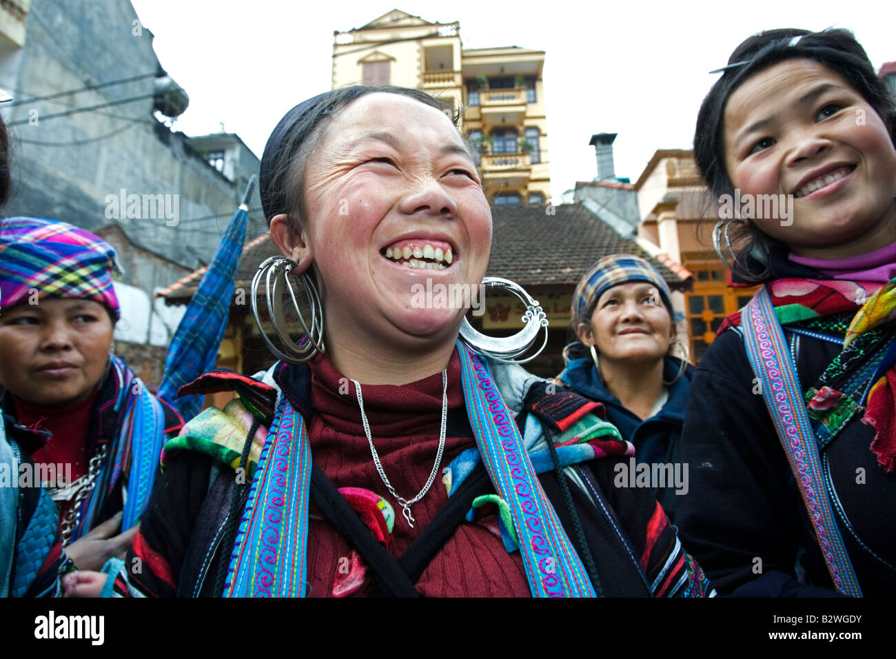 Black Hmong Hilltribe Frauen Markt Sapa Vietnam Stockfoto