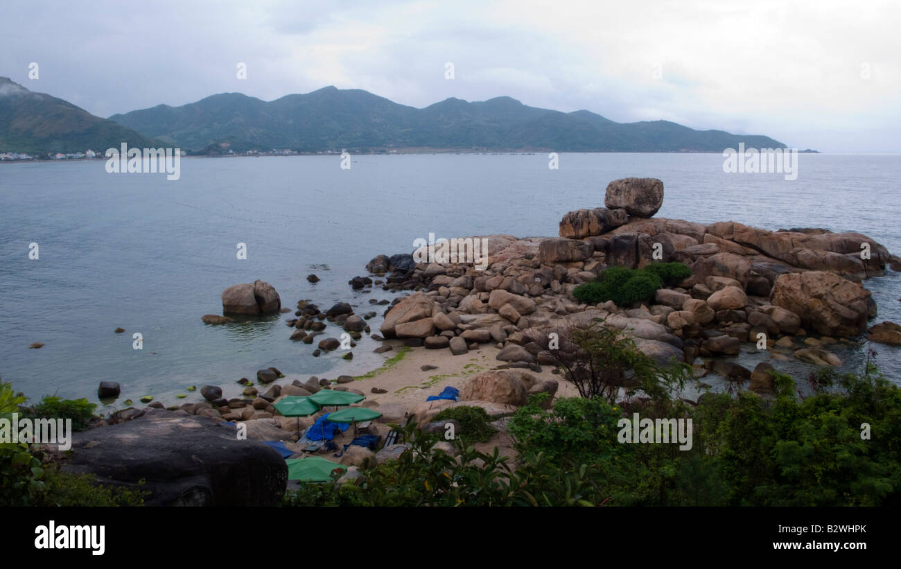 Hon Chong Felsen oder versucht eine bekannte Landzunge und Wahrzeichen Nha Trang beach Resort Vietnam Stockfoto