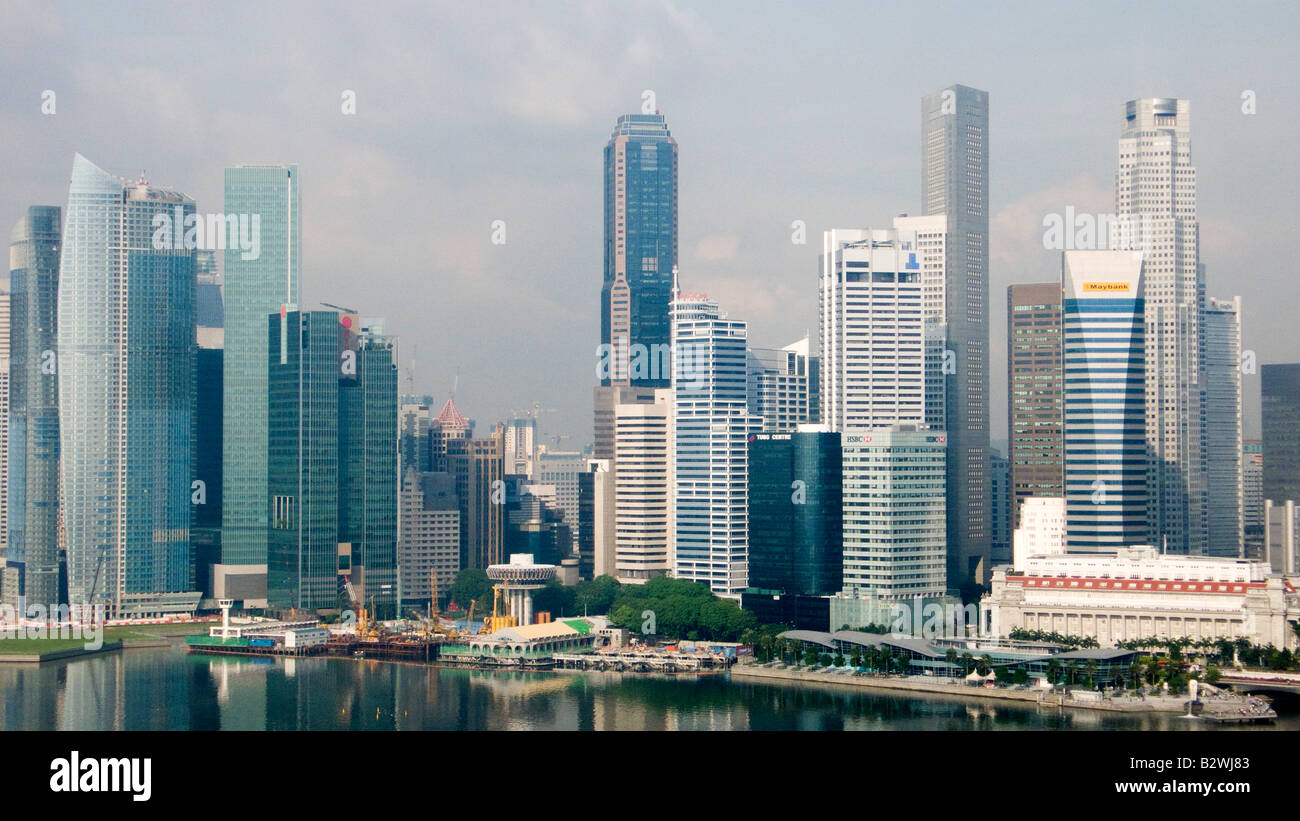 Finanacial Bezirk Hochhaus Turm Panorama neben Marina Bay aus Singapore Flyer Stockfoto