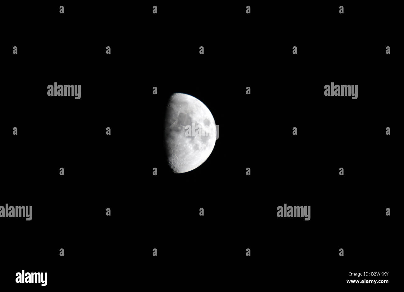 Mond auf einem dunklen schwarzen Himmel hautnah. Stockfoto