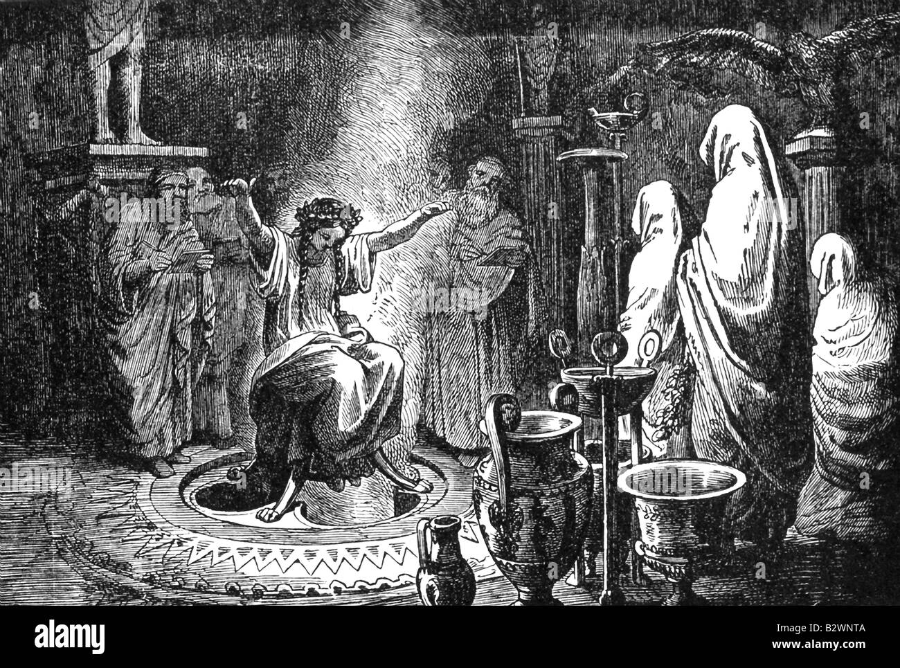 Pythia auf Stativ in Delphi Stockfotografie Alamy